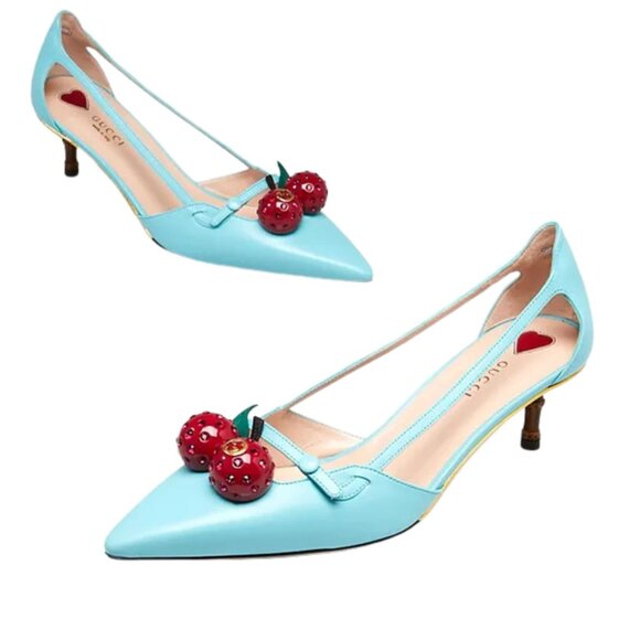 Gucci · By Alessandro Michele · 2019 · Unia Cherry Patent Leather Pumps Size 8.5 - Picture 1 of 1